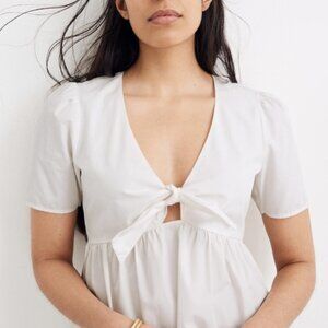 NWT Madewell Tie-Front Mini Dress Lightweight Minimalist Cotton AL312 White Sz